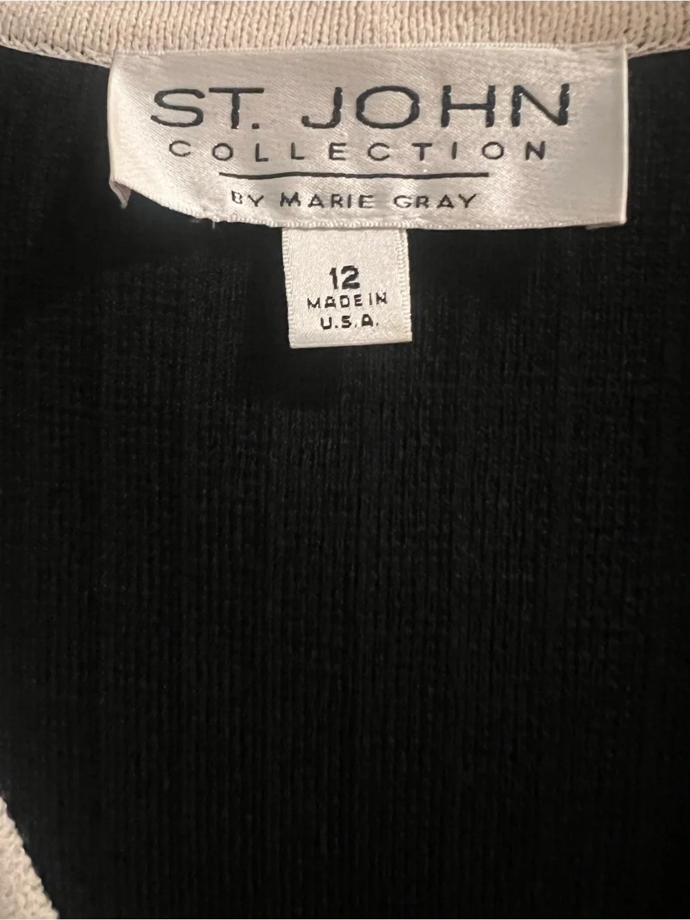 St John Knit Black and White Cardigan Size 12
